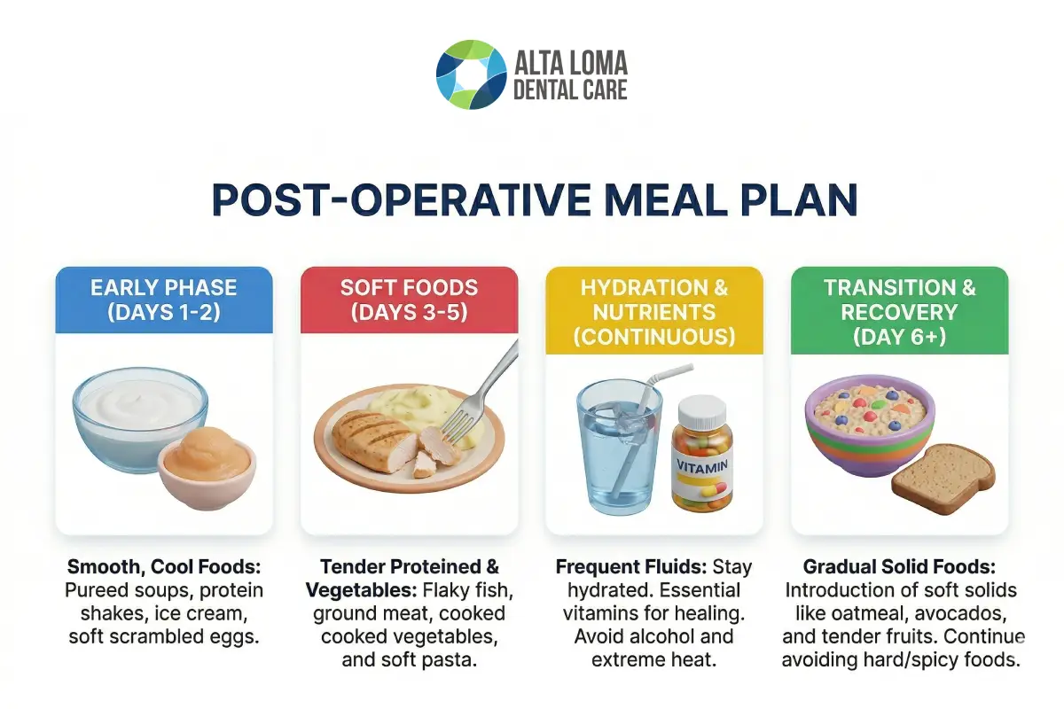 Example meal plan for post extraction recovery